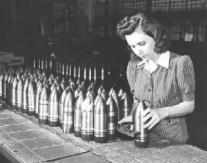 woman stacking artillery shell world war II