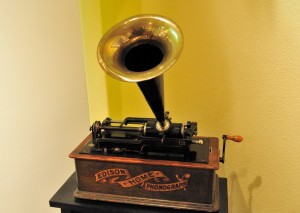 Thomas Edison wore the phonograph he invented on his head as a hearing aid late in life.