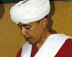 Barack Hussein Obama dressed in his muslim robes